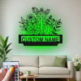 Custom Cactus Succulent Led Light Metal Wall Art Personalized Gift for Plant Lovers Bedroom or Living Room Decor