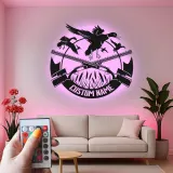 Personalisierte LED-Metall-Wandkunst mit Entenjagd-Motiv – Geschenk für Jäger, Männerhöhle oder Hüttendeko