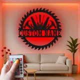 Custom Workshop Tools Led Light Metal Wall Art Personalized Gift for Handyman Garage Decor for Tool Lovers