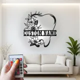 Custom Floral Tooth Led Light Metal Wall Art Personalized Dental Office Decor Unique Dentist Gift