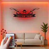 Décoration murale en métal LED personnalisée pour nageurs - Cadeau pour passionnés de natation