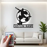 Cartel LED de Jugador de Fútbol Personalizado | Decoración Mural de Metal Personalizada | Decoración para Habitaciones de Atletas y Regalo para Niños | Placa de Nombre Iluminada para Bar Deportivo