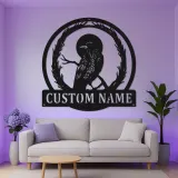 Insegna in metallo Raven personalizzata con LED | Arte murale gotica per uccelli | Decorazione rustica per cabina, soggiorno o ufficio