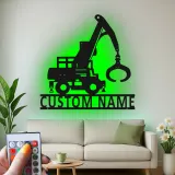 Personalisierte LED-Metall-Wandkunst mit Baukran – Geschenk für Bauprofis, Garage oder Büro