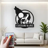 Custom Wolf Pack Led Light Metal Wall Art Personalized Nature Lover Gift Rustic Cabin Decor