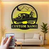 Insegna in metallo personalizzata con luce LED per airboat - Regalo di nautica per lui, decorazione per man cave o garage