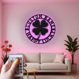 Décoration murale en métal personnalisée en forme de trèfle à quatre feuilles avec rétroéclairage LED - Cadeau irlandais pour la Saint-Patrick