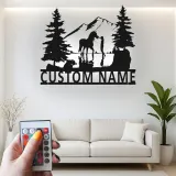 Arte mural de metal personalizado con caballo | Cartel LED ecuestre a medida | Decoración rústica de casa de campo | Regalo para amantes de los caballos