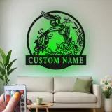 Décoration murale en métal personnalisée Phoenix et Floral avec rétroéclairage LED - Cadeau pour couples pour la chambre ou le salon