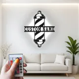 Custom Barber Pole Led Light Metal Wall Art Personalized Gift for Barbers Salon Decor Sign