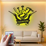 Insegna LED personalizzata per tuttofare | Insegna in metallo personalizzata per officina e garage | Regalo industriale per falegname