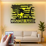 Insegna in metallo LED personalizzata per cacciatori di archi - Regalo per appassionati di tiro con l'arco - Decorazione per man cave o garage