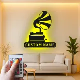 Décoration murale en métal LED personnalisée pour les amoureux de la musique - Gramophone