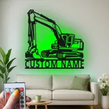 Insegna in metallo LED personalizzata per escavatore - Regalo per appassionati di costruzione