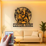 Insegna con Nome Personalizzato per Softball | Arte in Metallo LED | Regalo per Giocatore Personalizzato | Decorazione per Stanza Sportiva