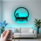 Arte da parete LED in metallo da golf personalizzata | Insegna personalizzata padre e figlio | Regalo per papà golfista | Decorazione man cave e home bar