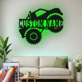Insegna LED Monster Truck Personalizzata | Arte in Metallo Personalizzata | Decorazione Stanza dei Ragazzi e Regalo Fuoristrada | Targa Illuminata