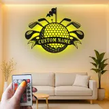Cartel LED de golf personalizado | Decoración mural de metal personalizada para cueva del hombre | Regalo de golfista para él | Decoración para bar en casa