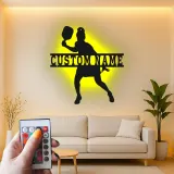 Insegna LED personalizzata per pickleball | Arte murale in metallo con nome per lei | Regalo per atleta donna | Decorazione per game room