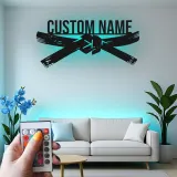 Décoration murale LED d'arts martiaux | Panneau en métal ceinture noire personnalisé pour décor de dojo et studio | Cadeau pour instructeur de Karate