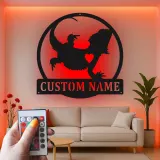 Cartel de metal personalizado con luz LED de dragón barbudo Regalo para amantes de reptiles Decoración de dormitorio o salón 2