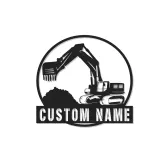 Personalisierte LED-Metall-Wandkunst mit Bagger-Motiv – Geschenk für Bauprofis, Büro oder Garage