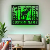 Décoration murale en métal personnalisée avec orignal et forêt en rétroéclairage - Cadeau personnalisé pour les amoureux de la nature, décoration de cabane