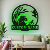 Custom Labrador Hunting Sign | Personalized Duck Hunt Metal Wall Art | LED Backlit Hunter Gift for Cabin Decor