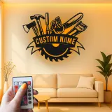 Cartel de metal personalizado con luz LED de juego de herramientas regalo para el manitas decoración de garaje taller 6