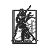 Cartel LED de atleta de obstáculos | Arte mural de metal personalizado | Decoración personalizada con nombre de corredor | Regalo para ella