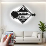 Insegna in metallo LED personalizzata per studio musicale - Regalo per musicisti, decorazione per studio di registrazione
