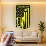 Cartel de metal personalizado con espátula BBQ y luz LED, regalo para el maestro de la parrilla, decoración para el patio exterior