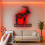 Custom Mountain Goat Metal Sign | Personalized LED Wall Art | Wildlife Decor for Nature Lover & Cabin