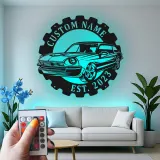 Cartel de metal LED de coche clásico personalizado regalo para entusiastas de coches decoración de garaje o cueva de hombre