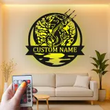 Panneau LED Personnalisé Hippocampe avec Trident | Art Murale en Métal pour Maison de Plage | Décor Nautique Personnalisé