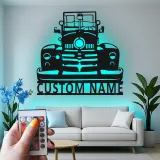 Personalisierte Vintage-Truck LED-Licht Metall-Wandkunst Geschenk für Auto-Enthusiasten Garagen-Dekor