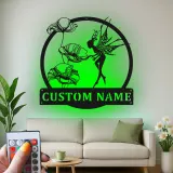 Insegna in metallo LED a forma di fata e fiori personalizzata - Regalo per amanti delle fate, decorazione incantevole per giardino