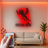 Panneau LED de Motoneige Personnalisé | Art Murale en Métal Personnalisé pour Motard | Décoration de Garage de Sports Extrêmes | Cadeau d'Aventure d'Hiver