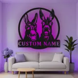 Cartel de metal LED personalizado de dúo de burros, regalo de granja, decoración para el granero o el salón