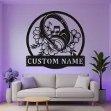 Personalisierte Metall-Wandkunst für Kopfhörer | LED-Schild für Musikstudio-Dekor | Florales Geschenk für Musiker