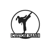 Custom Karate Kick Led Light Metal Wall Art Martial Arts Gift for Karate Enthusiasts Dojo or Gym Decor