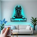 Custom Cane Corso Led Light Metal Wall Art Personalized Dog Lover Gift Living Room Pet Decor