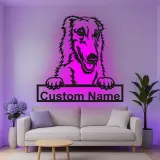Décoration murale en métal personnalisée avec rétroéclairage pour Collie