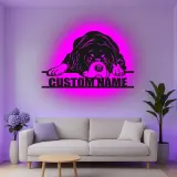 Décoration murale en métal LED personnalisée pour chien, cadeau pour les amoureux des animaux, décoration de salon
