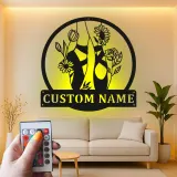 Décoration murale en métal personnalisée Chaussures de ballet avec fleurs et rétroéclairage LED Cadeau pour danseurs Décor de studio