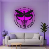 Cartel de metal personalizado con luz LED de libélula, regalo para amantes de la naturaleza, decoración para dormitorio o salón