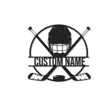 Cartel de metal personalizado de hockey | Luz LED con nombre para habitación infantil | Regalo para jugador de hockey | Decoración mural para cueva masculina