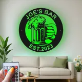 Décoration murale en métal personnalisée Chope de Bière avec Rétroéclairage - Cadeau de Bar pour Lui, Décor de Bar à Domicile ou de Cave à Hommes