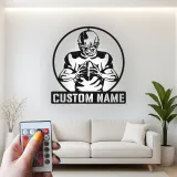 Custom Football Player Metal Sign | Personalized LED Wall Art | Game Room Decor for Boys | Athlete Gift Idea