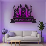 Insegna in metallo LED Donkey Trio Personalizzata Regalo per Fattoria Decorazione Casa Rustica